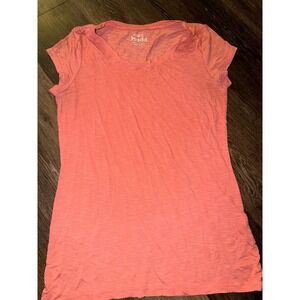 Mudd Womens Extra Large Coral Pink Slub Knit Scoop‎ Neck Short Sleeve T-Shirt XL
